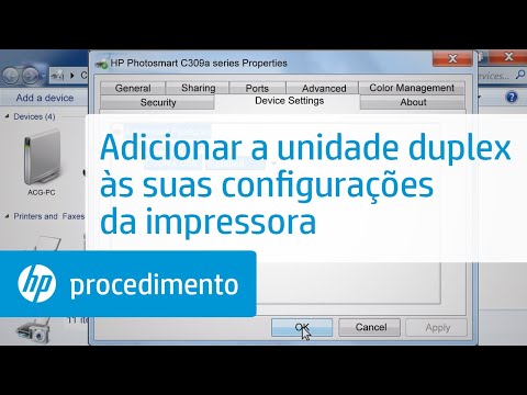 Adicionar a unidade duplex às suas configurações da impressora