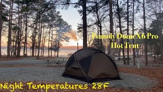 Pomoly Dome X6 Pro Hot Tent Camping // Winter Camping / Freezing Temperatures 28F