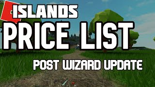 roblox islands price list updated