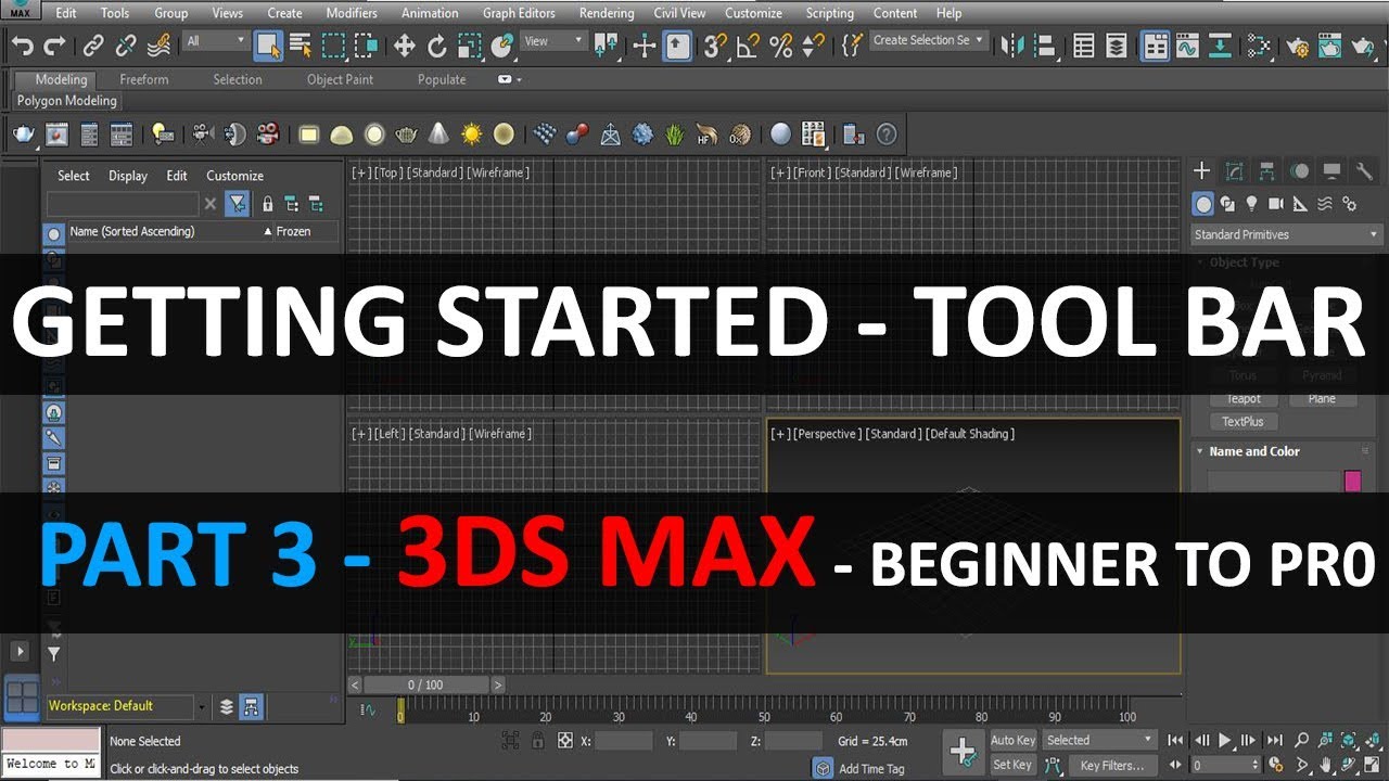 3ds Max Introduction to the Interface toolbar and view ports #3 - YouTube