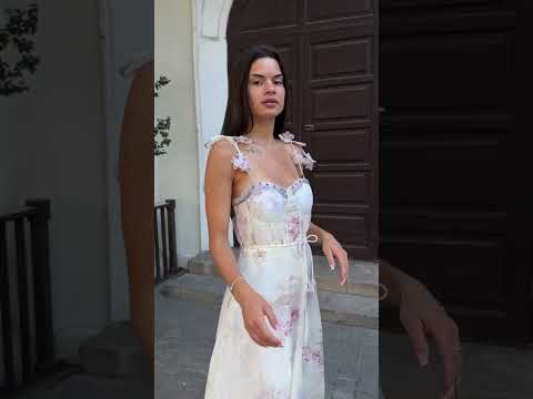 Ніжна довга гіпюрова сукня з квітами сарафан зі стразами плаття, видео 1