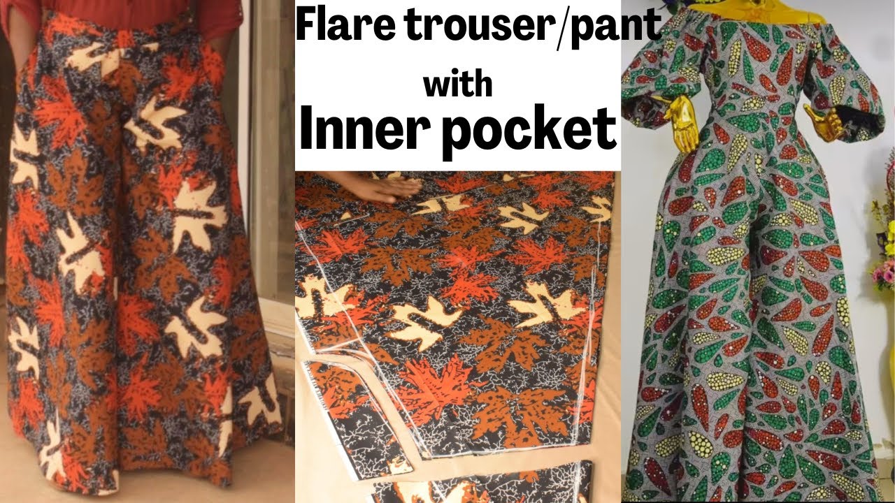 Как раскроить и сшить расклешенные брюки (круглые брюки-палаццо) с внутренним карманом.