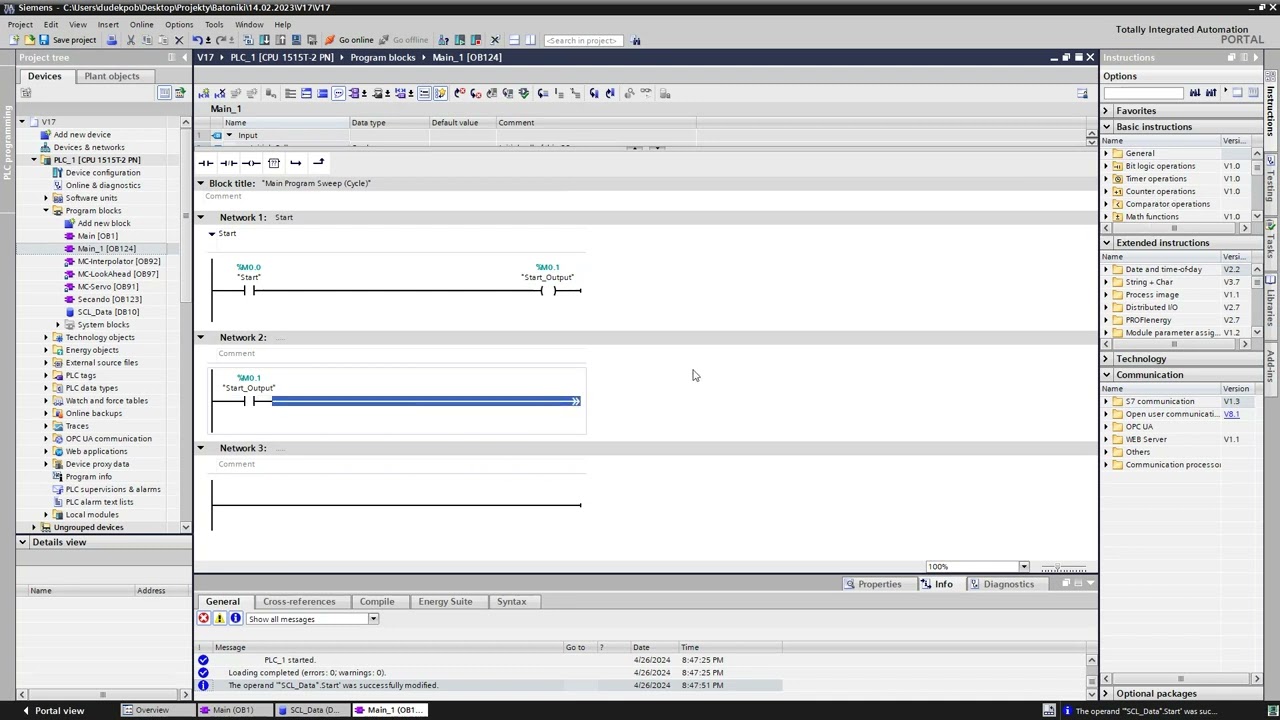 PLC Basic Siemens TiaPortal Basic 1 LAD