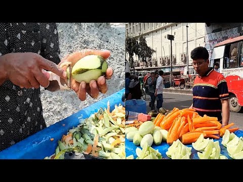 Roadside Healthy Fruits Cucumber & Carrot Tk 10 #Veg Green Salad Street Hawker selling Hygienic food