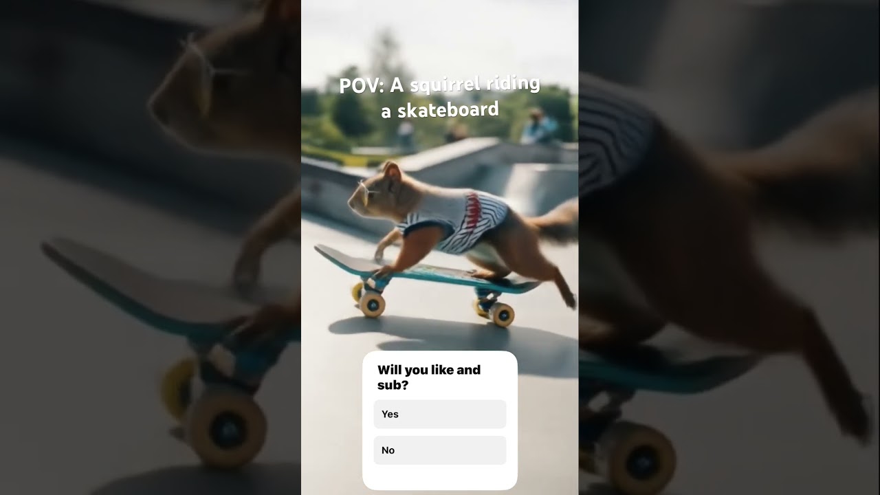 #DreamScreenAI squirrel riding a skateboard #squirrel  #song #fyp #foryoupage #foryou #animals 