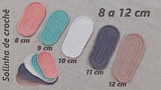 Solinha de Crochê para Sapatinho de Bebê de 8 a 12 cm (0 a 12 meses) / Suela de Crochet para Bebé
