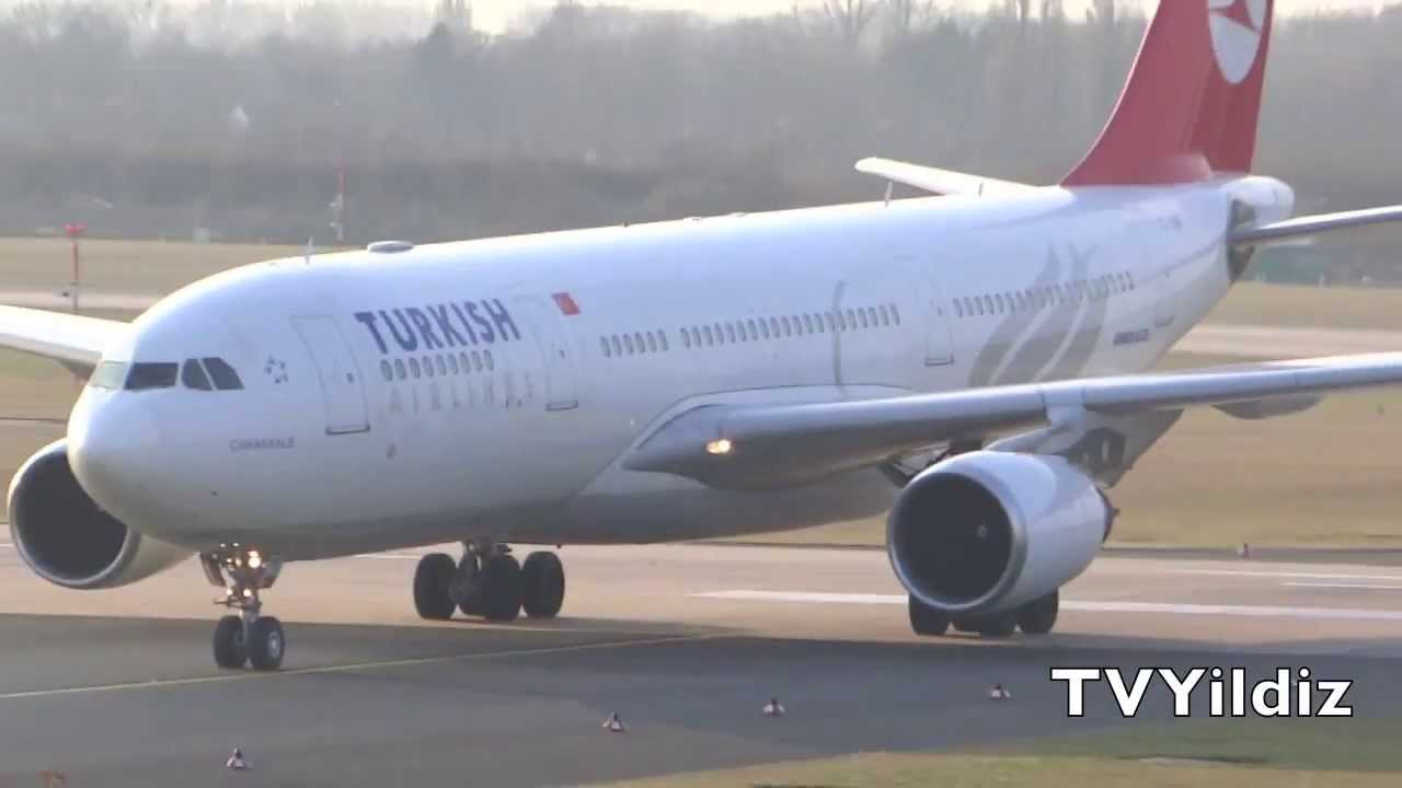 Turkish Airlines Airbus A330-200 Landing at Düsseldorf ...