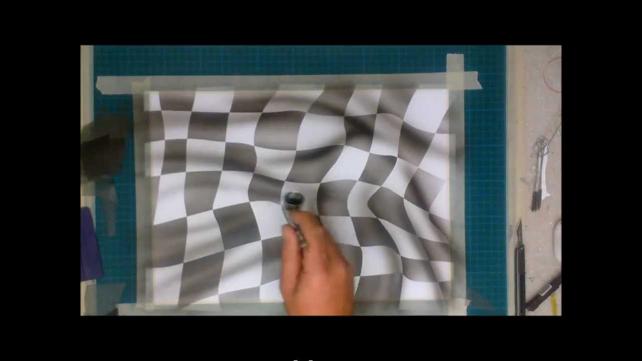 How to airbrush a 3D flag - YouTube