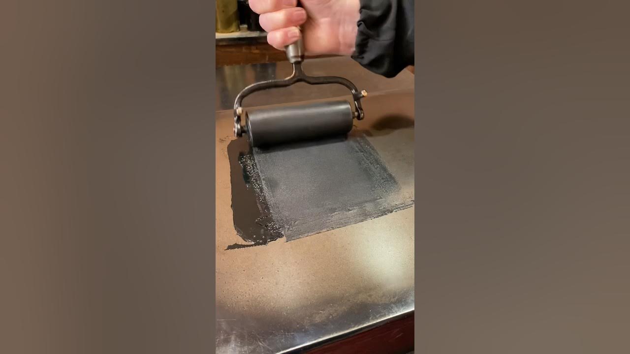 Rolling rubber base ink to do some letterpress printing. YouTube