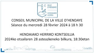Conseil municipal du 28 février 2024 - Ville d'Hendaye