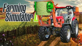 making grass hay bale with case tractor in Farming simulator 18 game play ||