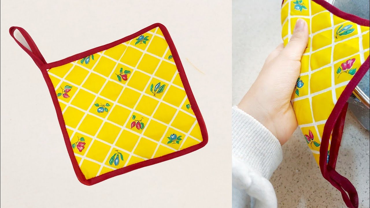 مسكات للمطبخ - اكسسوارات المطبخ - Learn how to sew a handle for hot pots in the kitchen