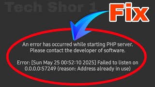 An error has occured while starting PHP server while open app Problem Solve