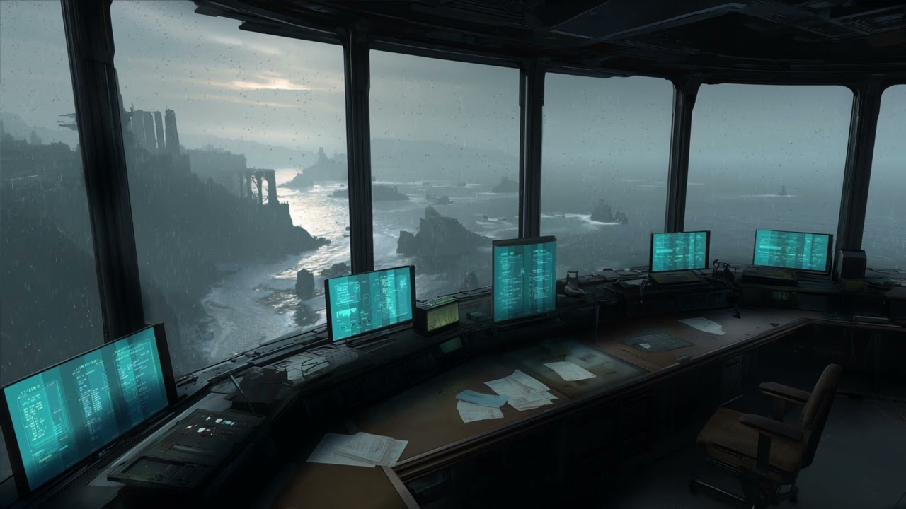 Alien Planet Seashore Outpost | Sci-Fi Radio Chatter Ambiance for Sleep, Study, Relaxation