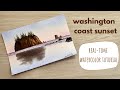 Paint a coastal watercolor sunset with me | step-by-step watercolor landscape tutorial