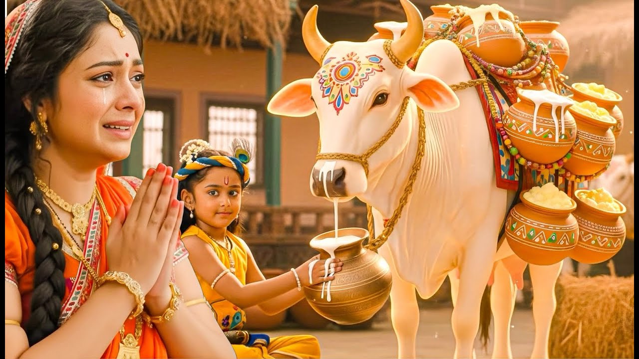 इंद्र लोक से कमधेनु गाय लेकर आई कान्हा के लिए स्वर्गीय मक्खन || Yashomati Maiyaa Ke Nandlala ||