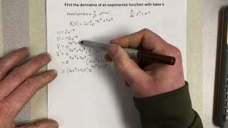 Find the derivative of an exponential function with base e