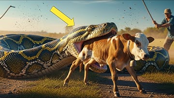 Brave Heroes Save Baby Cow From Giant Python Attack