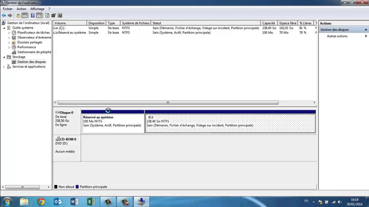 AerosWeb -Créer une partition sous Windows 7