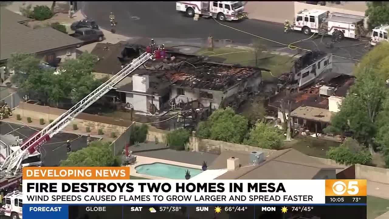 Fire destroys two homes in Mesa - YouTube