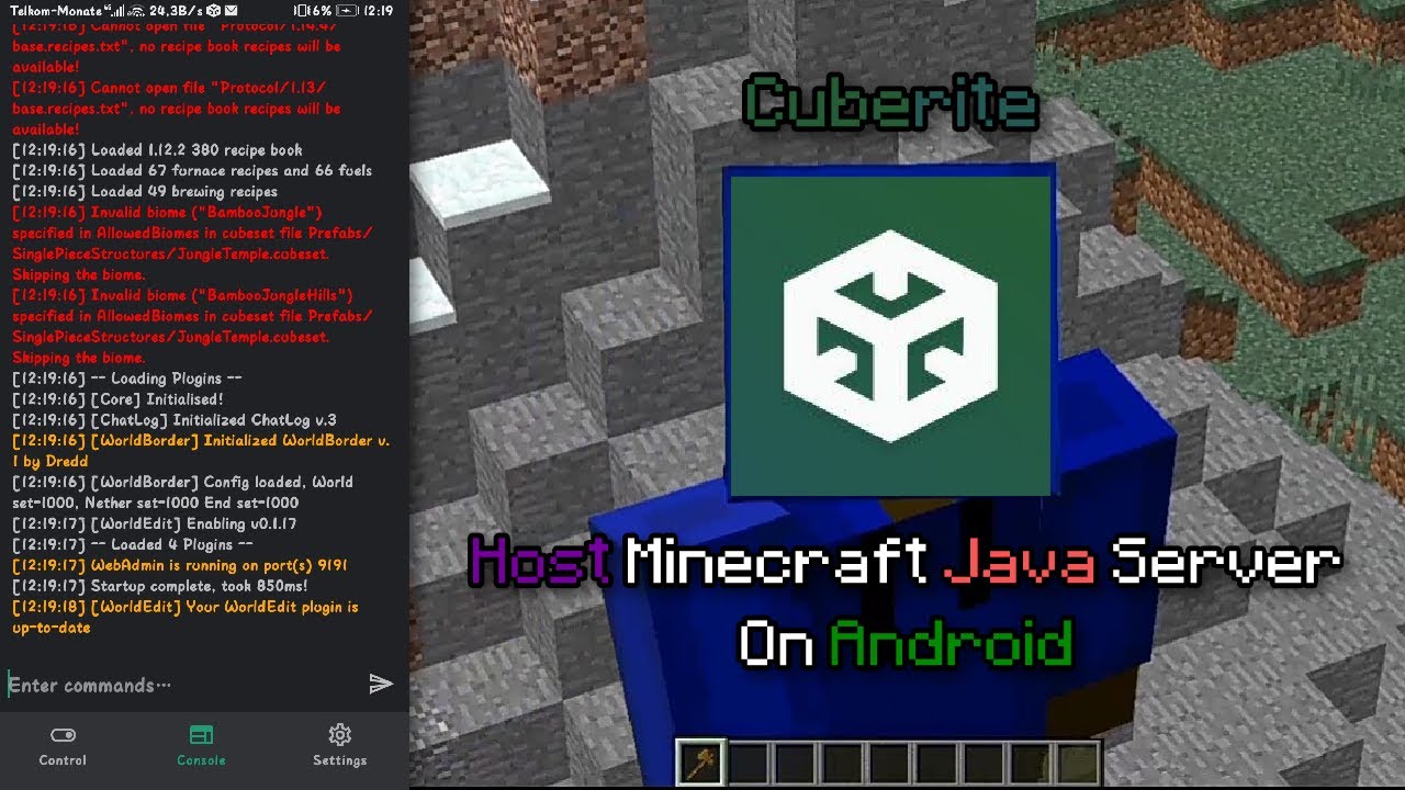How to host a Minecraft Java Server on Android | Cuberite | Version 1.8 ...