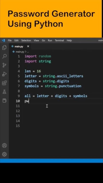 Password Generator Using Python #shorts #coding #programming - YouTube