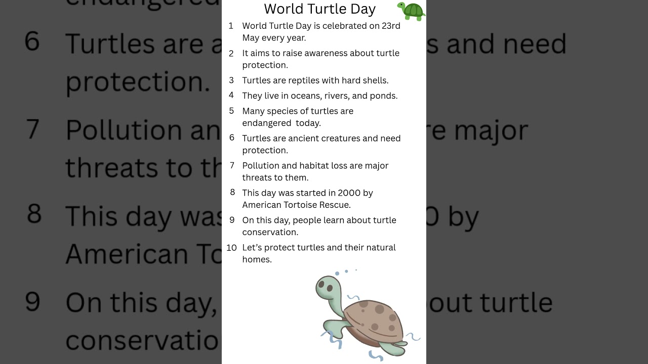 10 Lines on World Turtle Day in English