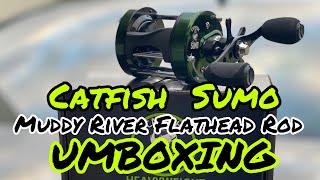 Catfish Sumo Reel and Muddy River Catfishing Flathead Rod Unboxing