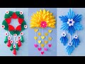 3 unique flower wall hanging  quick paper craft for home decoration  easy wall mate diy wall decor