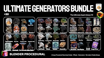 🔥+50 Ultimate Generators Bundle V2 | 50+ Procedural Geometry Nodes & Simulation Setups for Blender