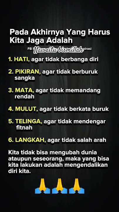 PADA AKHIRNYA YANG HARUS KITA JAGA ADALAH ⁉️