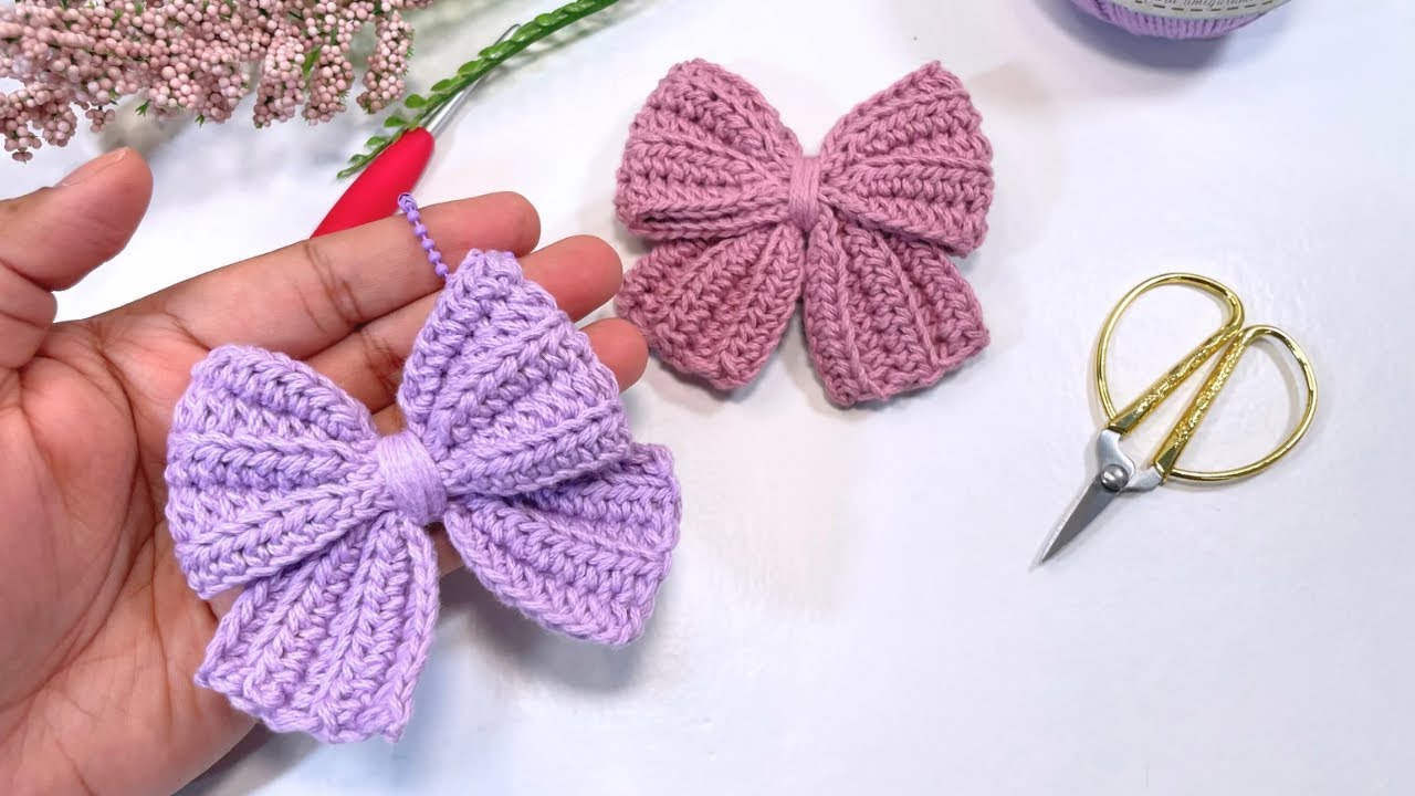 🎀Moño tejido a Crochet Fácil y hermoso-Tutorial completo🧶