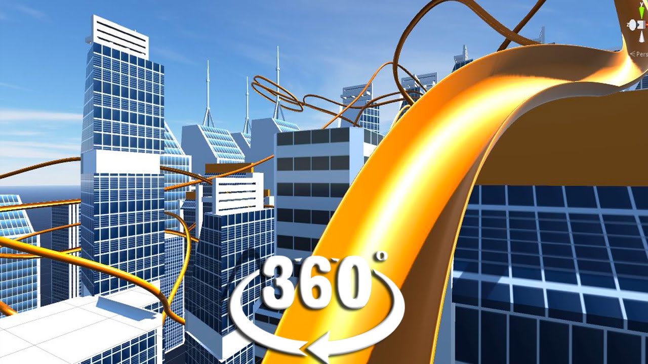 VR 360 Video Mega City Roller Coaster Water Slide for Virtual Reality and Smart Devices