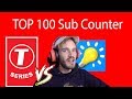 TOP 100 Subscribed YouTubers 24/7 LIVE Sub Count - Pewdiepie vs T-Series & 98 more Channels
