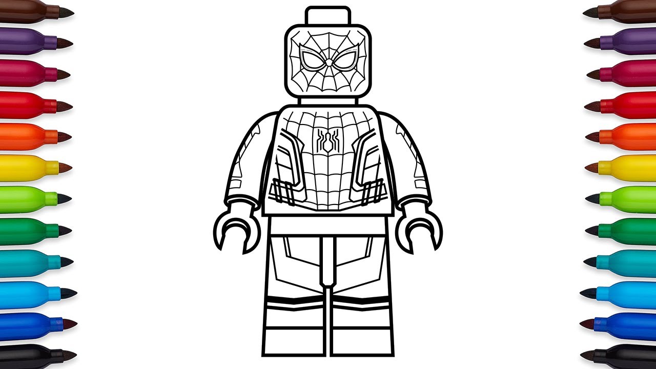 How to draw Lego Spider-man : Homecoming - Marvel Super Heroes - coloring  pages - YouTube