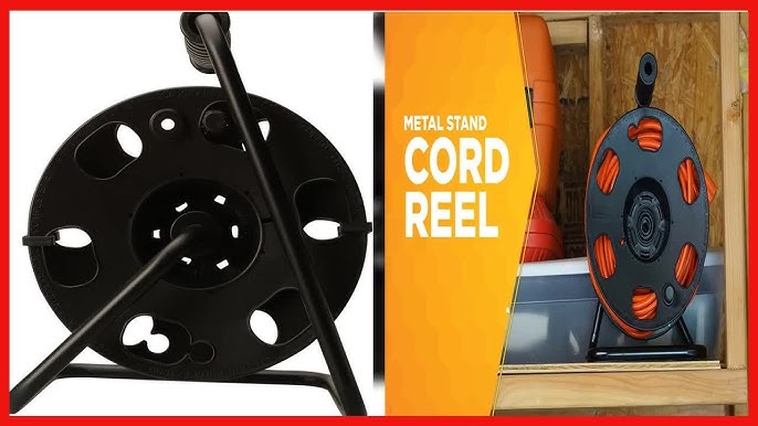 Woods 22849 Metal Extension Cord Reel Stand In Black, Heavy Duty