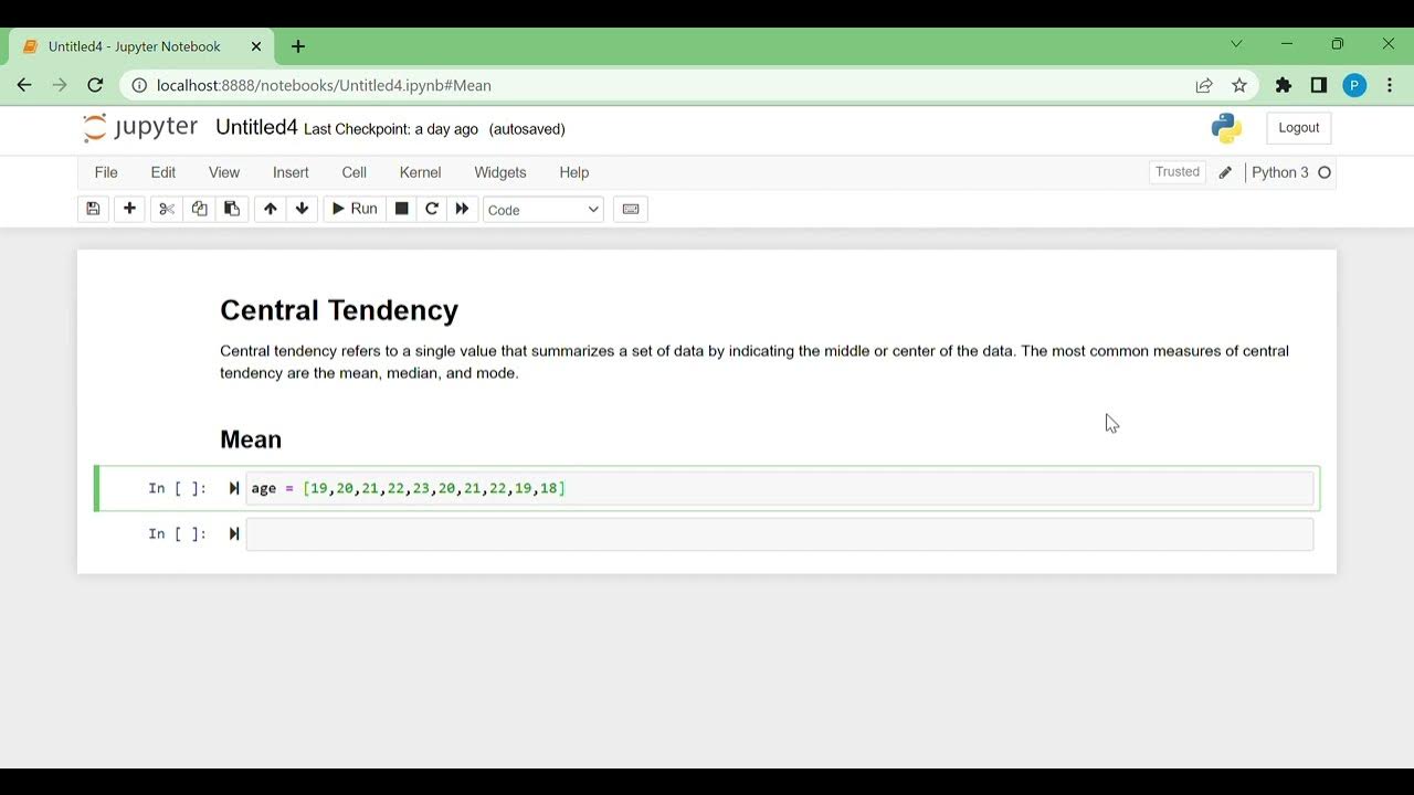 Find mean median and mode with python jupyter notebook youtube