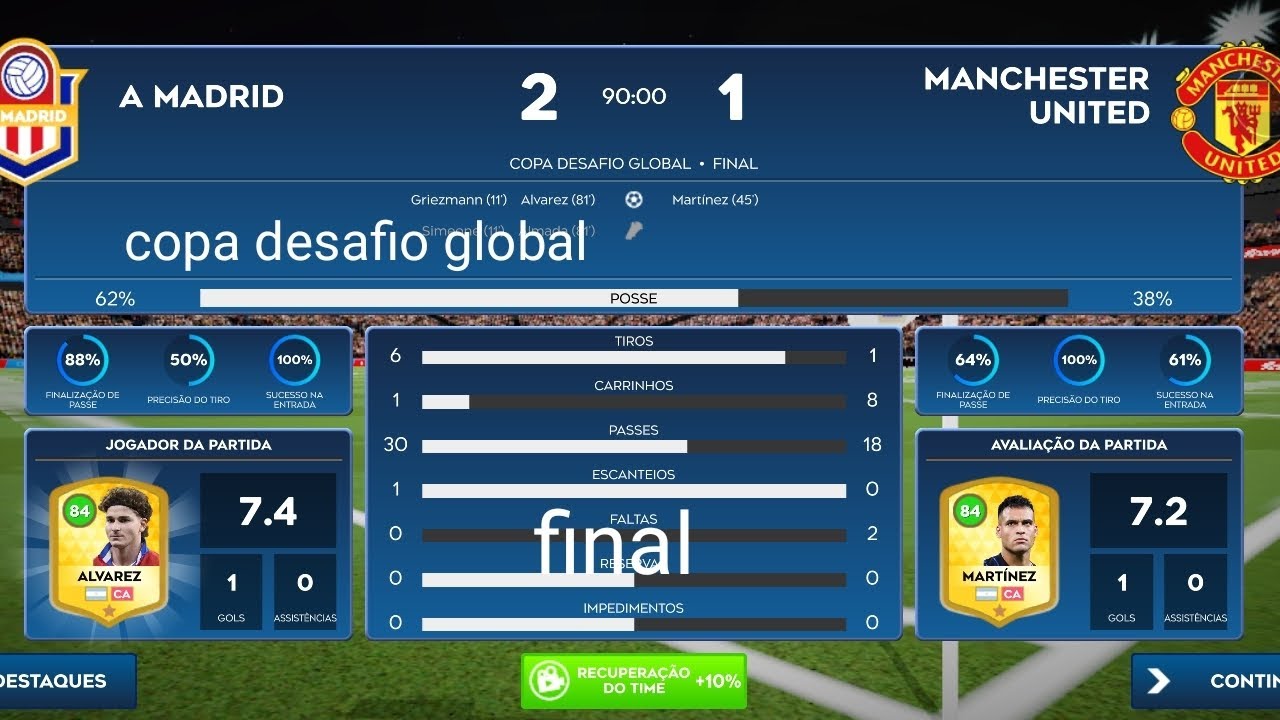 Copa desafio global final/ Atlético de Madrid x Manchester United ao vivo com imagens 