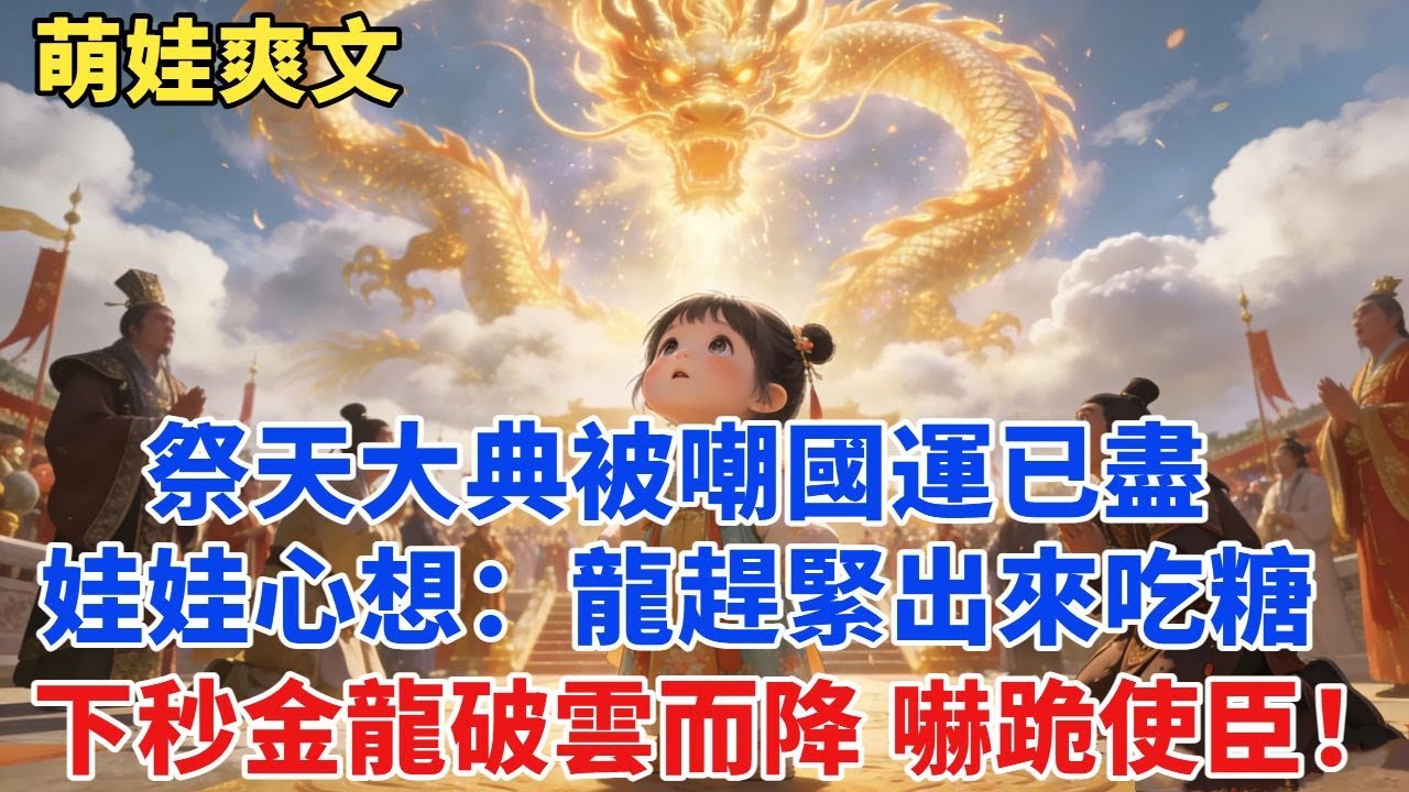 祭天大典被嘲國運已盡？3歲娃娃心想：龍趕緊出來吃糖，下一秒萬丈金龍破雲而降，直接嚇跪囂張使臣！#爽文#有聲書#小説#萌寶#穿越#古言