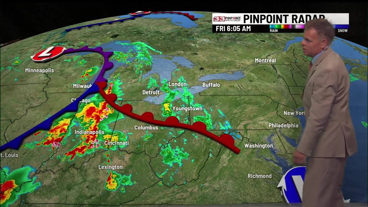 Expect showers and thunderstorms deeper into Friday afternoon - YouTube