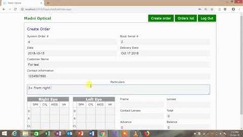 Optical System Management For Optics shop to store customer data