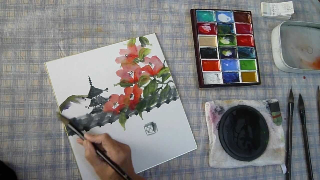 水墨画 Sumi E 椿の描き方動画 Youtube