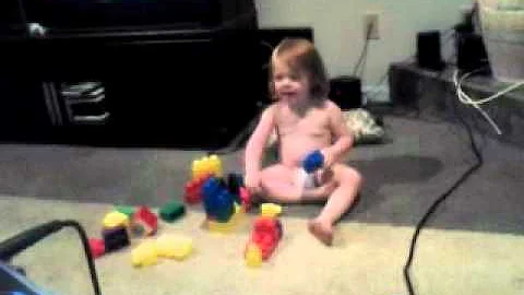 Anna playing with blocks