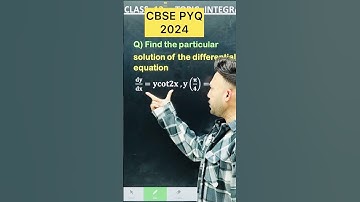 CBSE PYQ 2024 Find the particular solution of the differential 𝐝𝐲/𝐝𝐱=𝐲𝐜𝐨𝐭𝟐𝐱  #cbsepyq2024 #CBSE2025