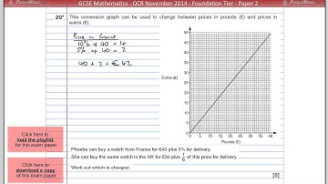 GCSE Mathematics - OCR November 2014 - Paper 1 (Foundation) Q20
