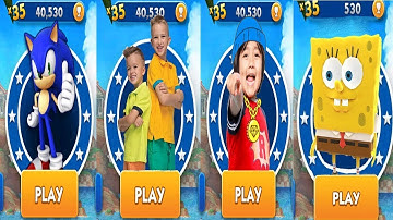 Sonic Dash vs Vlad and Niki vs Tag with Ryan vs SpongeBob Run - All Characters Unlocked Gameplay