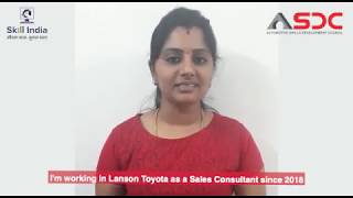 Kavitha, Sales Consultant- Lanson Toyota sharing her views on ASDC's online SED course screenshot 3