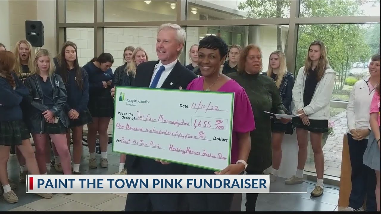 Paint the Town Pink fundraiser check presentation YouTube
