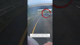 Car Skids Into State Trooper’s Vehicle #shorts