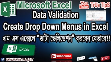 Data Validation Create Drop Down Menus in Excel Bangla